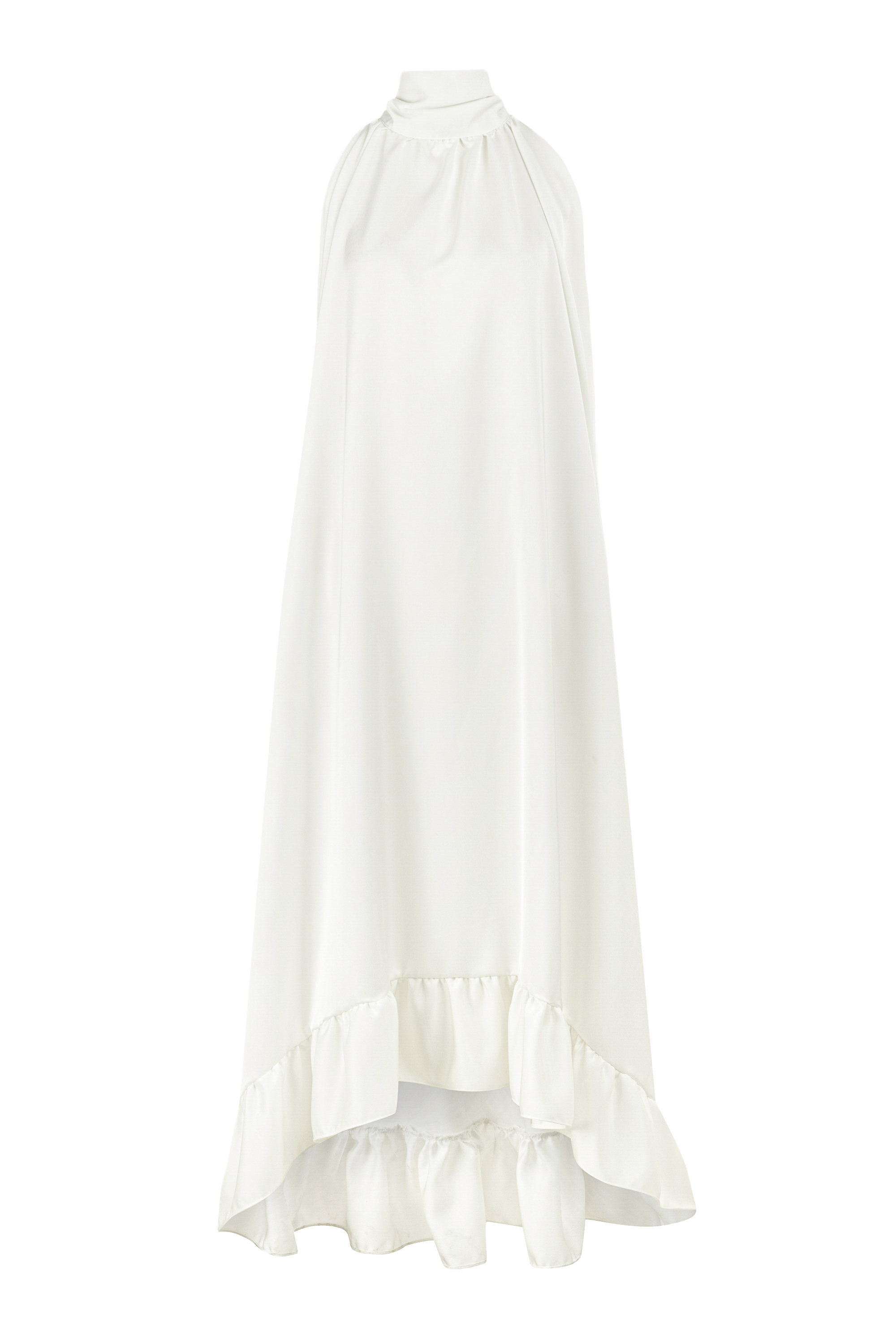 BOYUNDAN BAĞLAMALI BÜZGÜLÜ UZUN ELBİSE