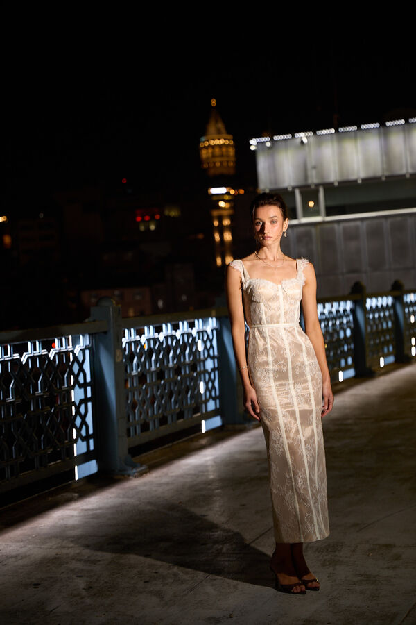 Kevser Studio - KUPLU DANTELLİ GECE ELBİSESİ