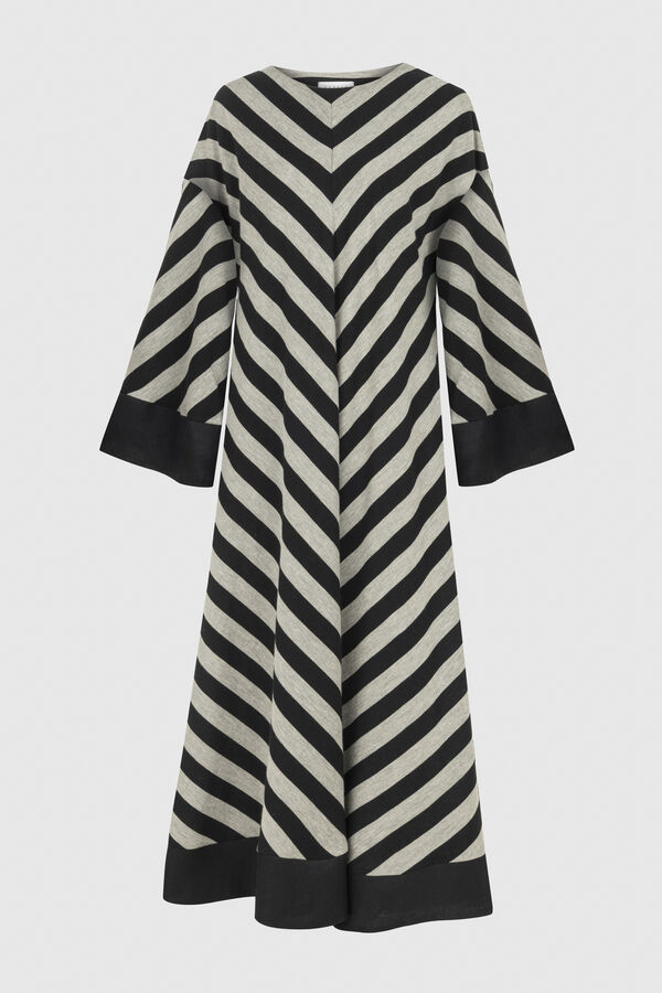 Kevser Studio - VEREV ÇİZGİLİ UZUN ELBİSE